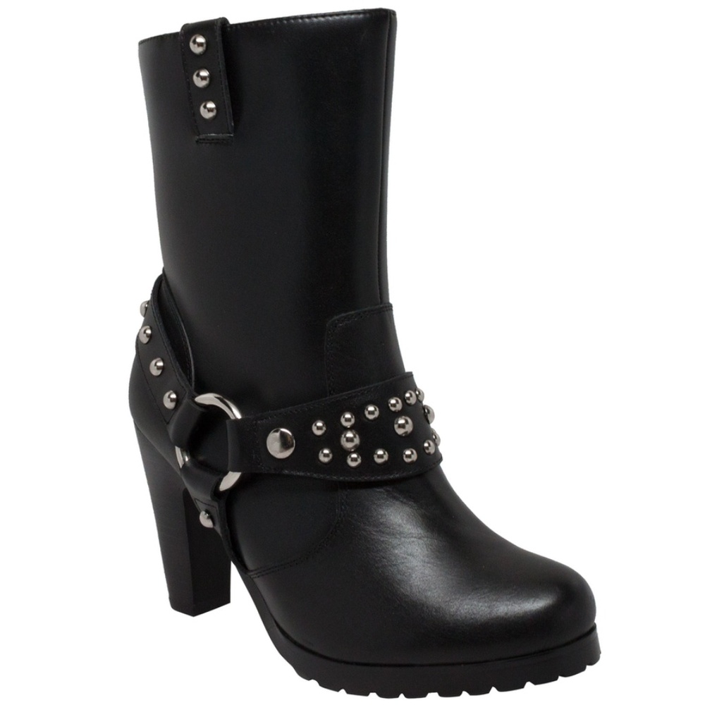 NWT Ride Tecs 8546 Lth 3.5 Heel Biker Boot w Studs